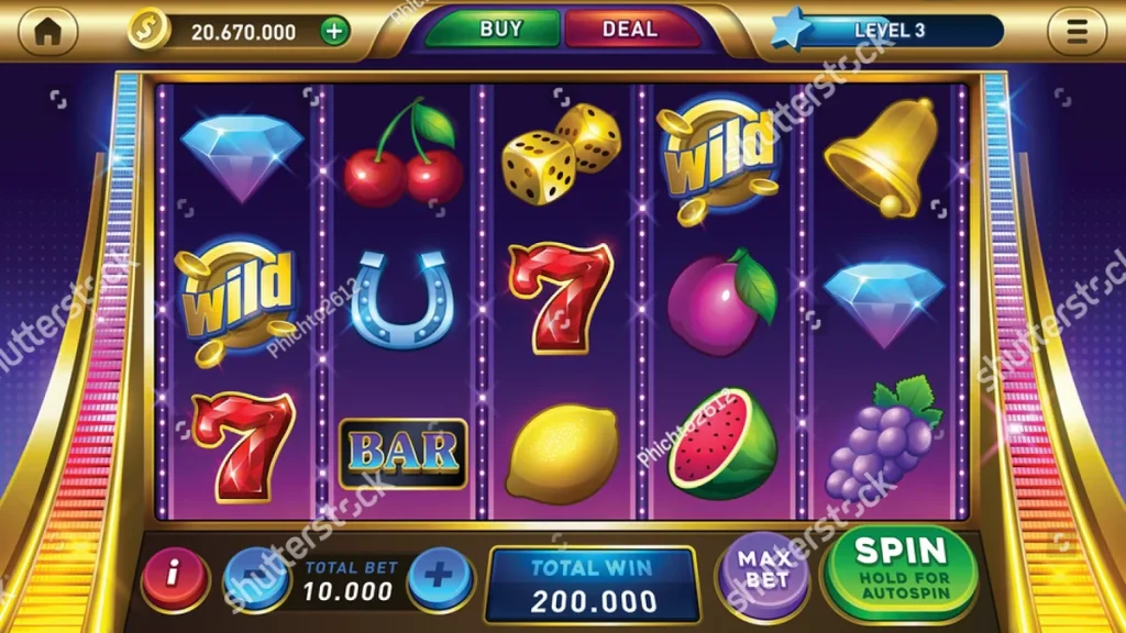 Giao diện Slot minh họa nút quay và bảng dữ liệu